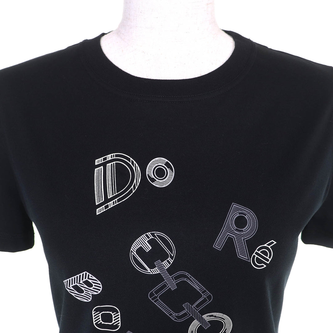 極美品△HERMES エルメス 23AW 3H4611DR Do RE BOUCLES ド レ ブックル コットン100％ クルーネック 半袖Ｔシャツ ブラック 36 正規品