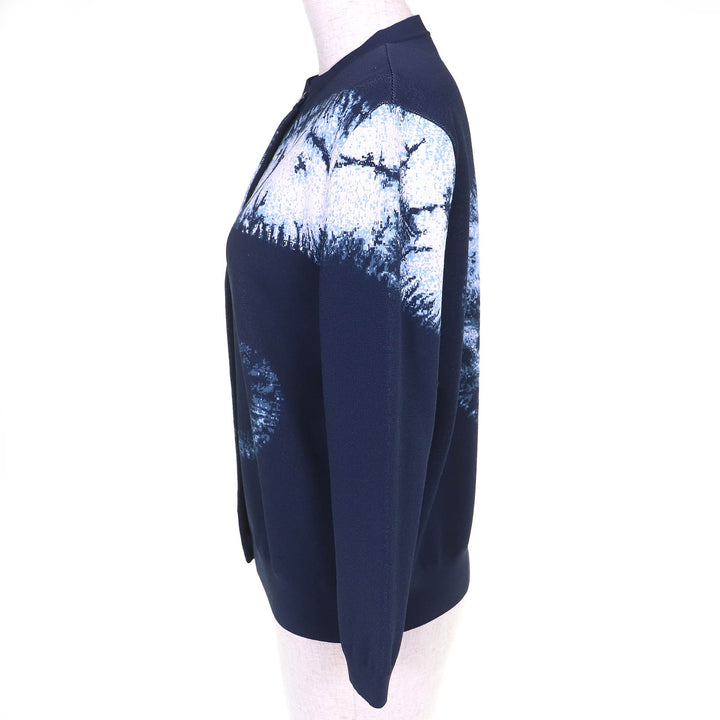 極美品△Christian Dior クリスチャンディオール 044G11AM507 グラフィックプリント 長袖 ニット カーディガン ネイビー 44 伊製 正規品