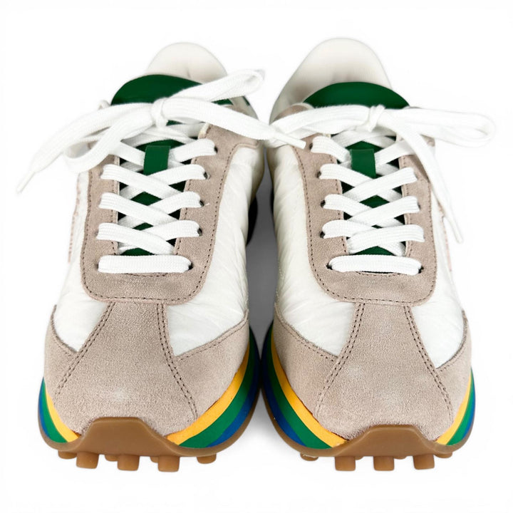 極美品▲Salvatore Ferragamo サルヴァトーレフェラガモ 0756565 IGGY ガンチーニ金具 スニーカー マルチカラー 6.5 伊製 レディース