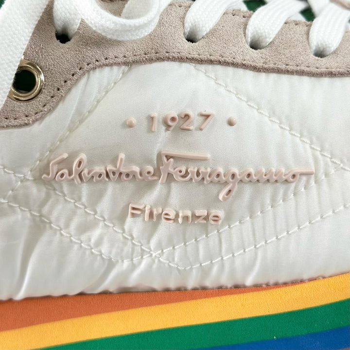 極美品▲Salvatore Ferragamo サルヴァトーレフェラガモ 0756565 IGGY ガンチーニ金具 スニーカー マルチカラー 6.5 伊製 レディース