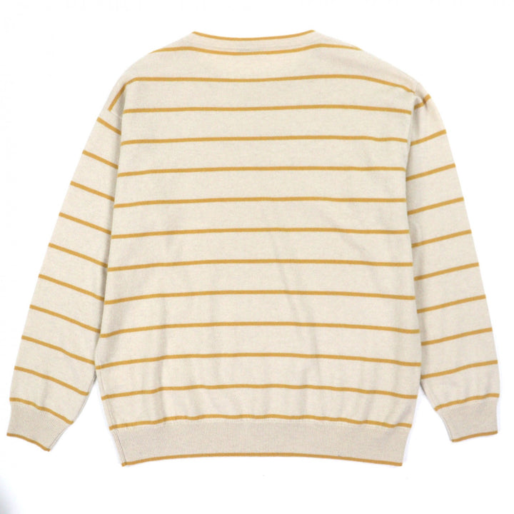 美品▼Brunello Cucinelli ブルネロクチネリ バージンウール カシミヤ シルク ボーダー柄 クルーネック プルオーバー ニットセーター M