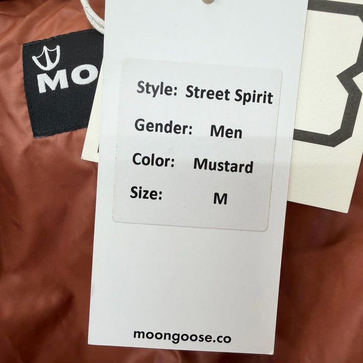 美品□MOONGOOSE ムーングース Street Spirit ダブルジップ フーデッド ダウンコート パテッドコート マスタード M 正規品 メンズ