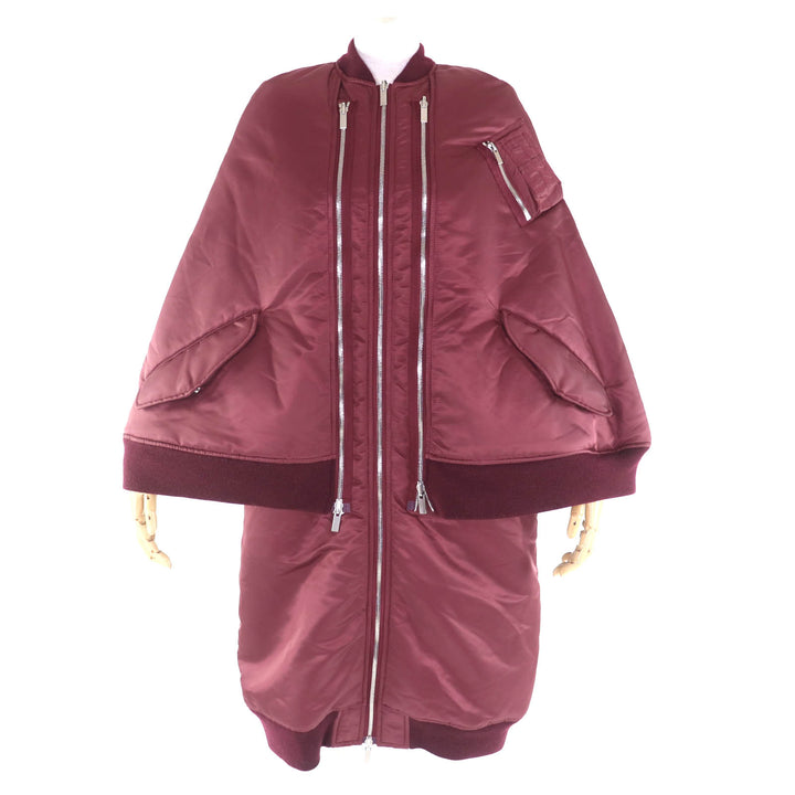 極美品★ノワール ケイ ニノミヤ コムデギャルソン 23AW 3L-C003 ZIP UP ケープボンバーコート ボルドー XS 日本製 正規品 レディース