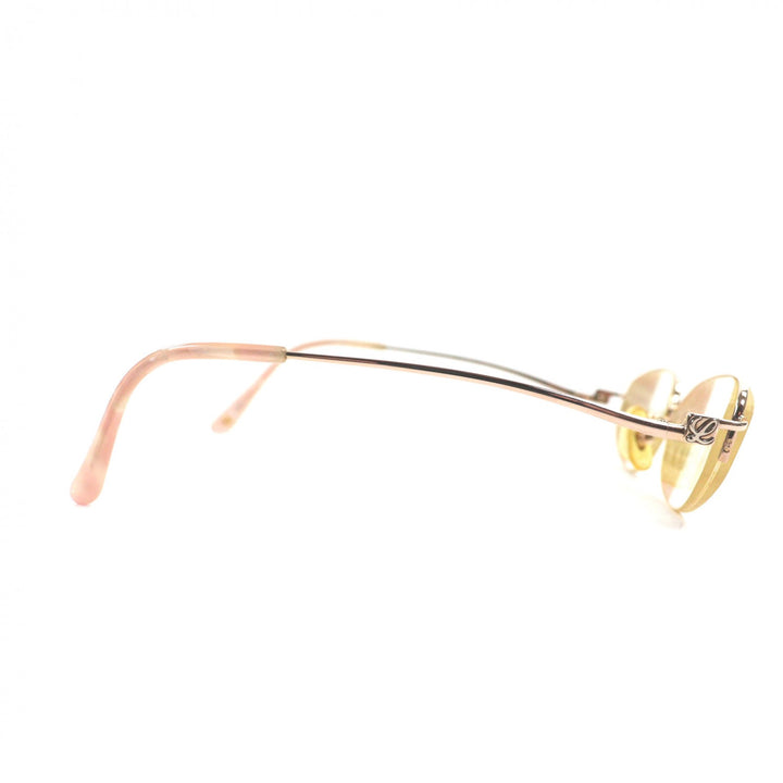 人気▼LOEWE ロエベ K18PG K14WG ハーフリム メガネ 眼鏡 アイウェア ゴールド クリアピンク 54□16 135 度入 日本製 総重量24.5g メンズ