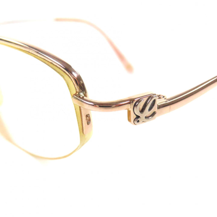 人気▼LOEWE ロエベ K18PG K14WG ハーフリム メガネ 眼鏡 アイウェア ゴールド クリアピンク 54□16 135 度入 日本製 総重量24.5g メンズ