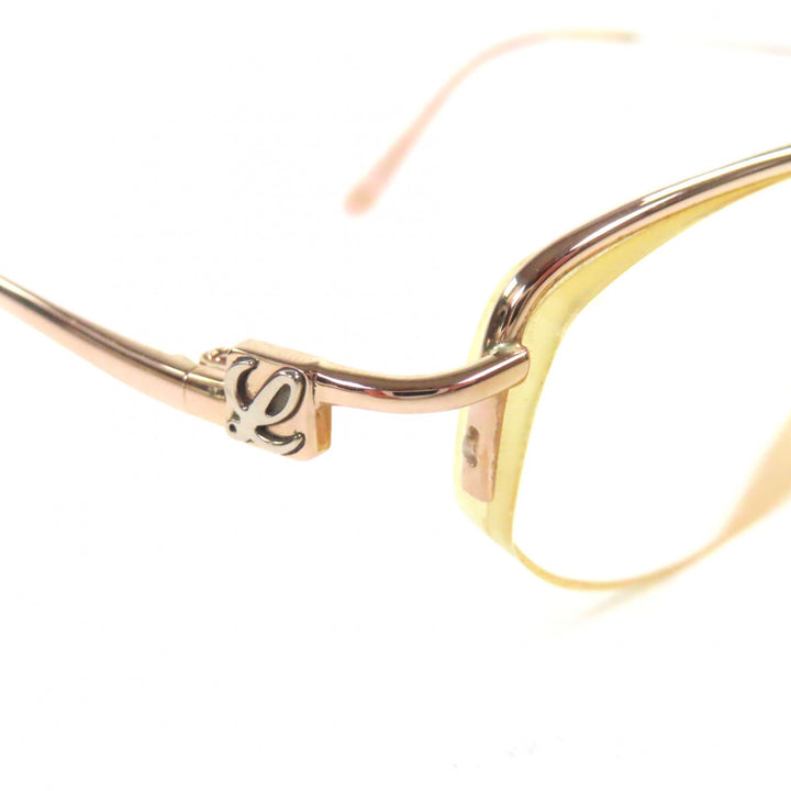 人気▼LOEWE ロエベ K18PG K14WG ハーフリム メガネ 眼鏡 アイウェア ゴールド クリアピンク 54□16 135 度入 日本製 総重量24.5g メンズ
