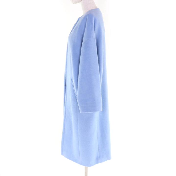 極美品★TAGLIATORE タリアトーレ TESSA アンゴラ ウール混 ノーカラー コート ライトブルー 40 イタリア製 正規品 レディース