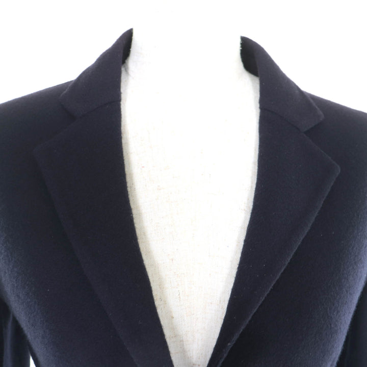 極美品★CELINE セリーヌ 2 5L19/4146 カシミヤ100％ ロゴボタン付 シングル ジャケット ネイビー 36 イタリア製 正規品 レディース