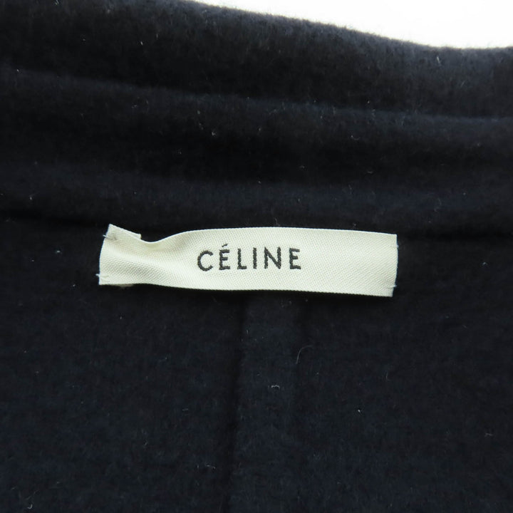 極美品★CELINE セリーヌ 2 5L19/4146 カシミヤ100％ ロゴボタン付 シングル ジャケット ネイビー 36 イタリア製 正規品 レディース