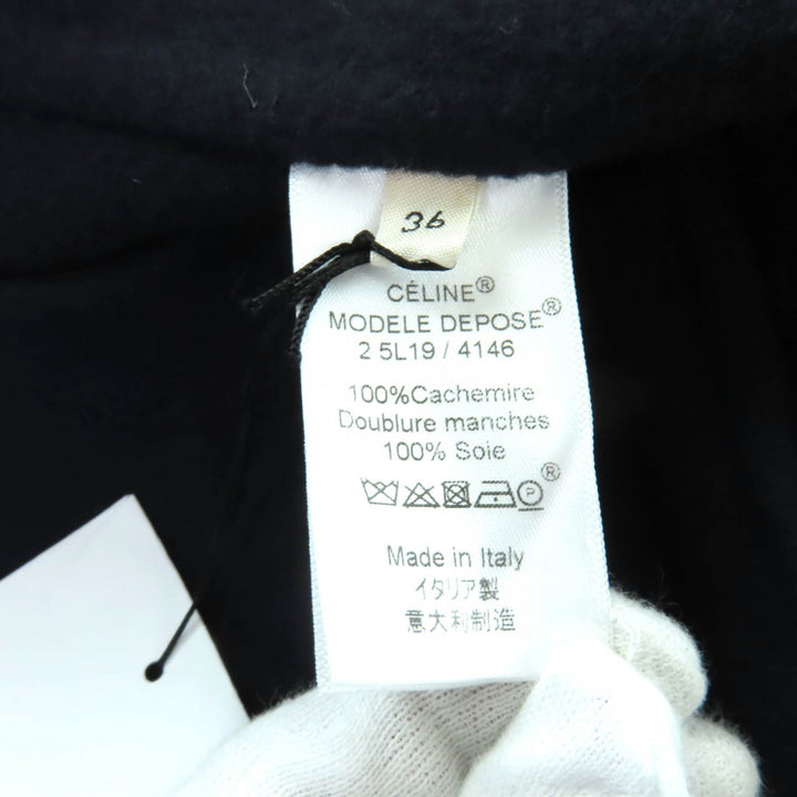 極美品★CELINE セリーヌ 2 5L19/4146 カシミヤ100％ ロゴボタン付 シングル ジャケット ネイビー 36 イタリア製 正規品 レディース