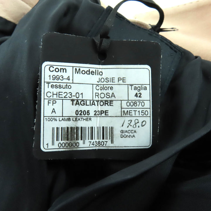 極美品★TAGLIATORE タリアトーレ JOSIE ダブルブレスト ラムレザー テーラードジャケット ピンク 42 イタリア製 レディース