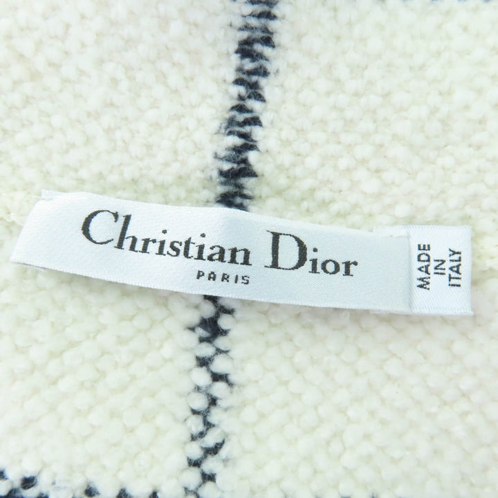 極美品☆Christian Dior クリスチャンディオール 22AW 224V13AM706 チェック柄 半袖 ツイード ジャケット アイボリー系 38 伊製 正規品