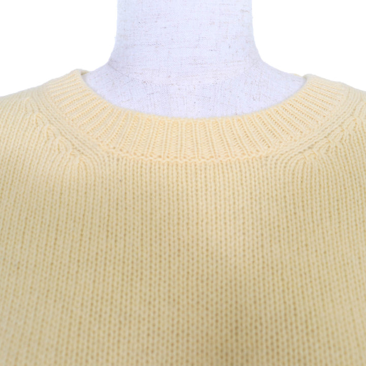 極美品☆PRADA プラダ P24A3Z バージンウール カシミヤ トライアングルロゴ 長袖 ニット イエロー 40 イタリア製 正規品 レディース