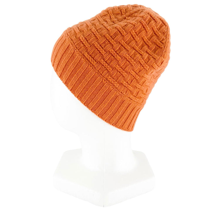 極美品▲HERMES エルメス カシミヤ100％ Hロゴ編み ビーニー ニットキャップ オレンジ M イタリア製 正規品 レディース メンズ