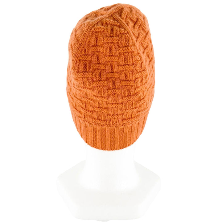 極美品▲HERMES エルメス カシミヤ100％ Hロゴ編み ビーニー ニットキャップ オレンジ M イタリア製 正規品 レディース メンズ