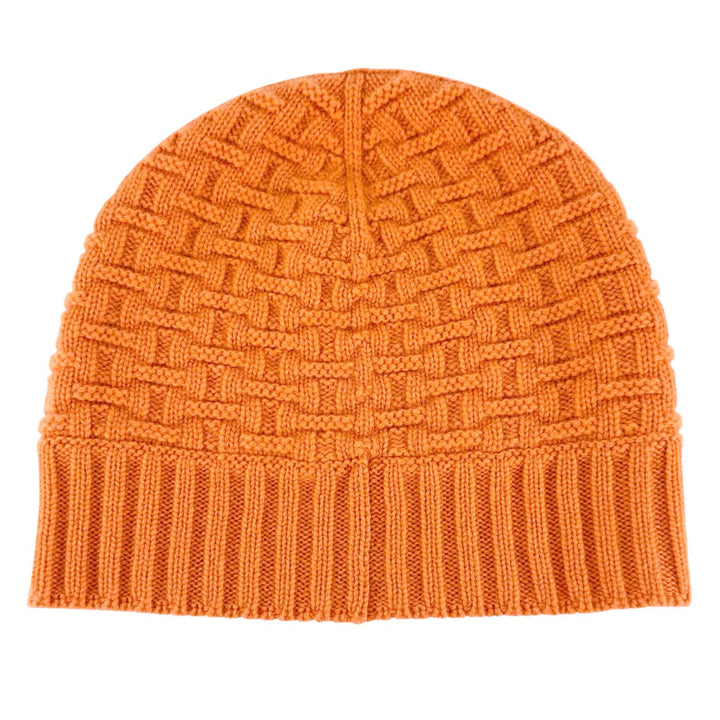 極美品▲HERMES エルメス カシミヤ100％ Hロゴ編み ビーニー ニットキャップ オレンジ M イタリア製 正規品 レディース メンズ