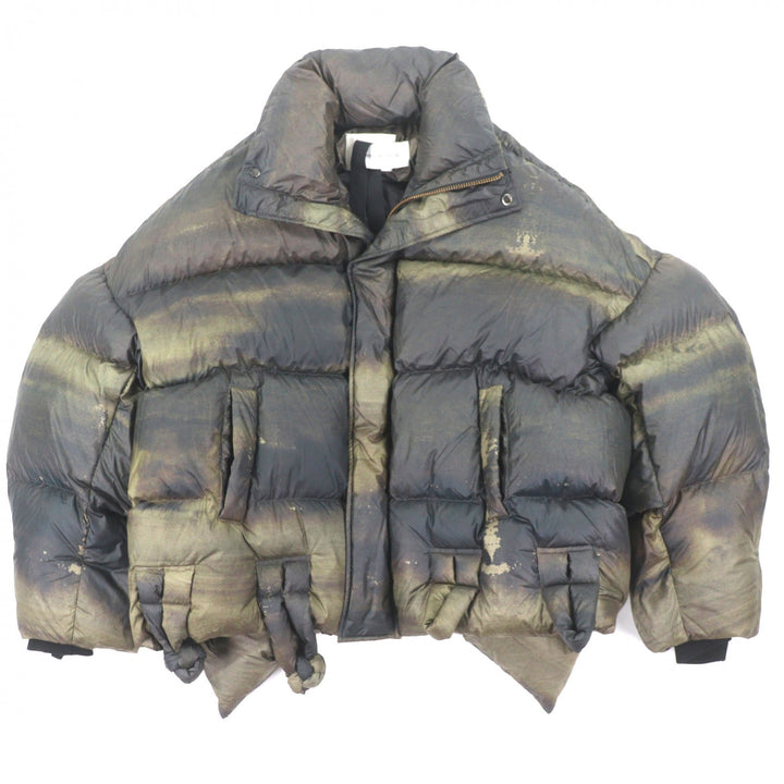 未使用品▼FENG CHEN WANG フェン チェン ワン 24AW FUF18JK16 FCW BROWN PRINTED DOWN JACKET WZIPUP ダウンジャケット カーキ S メンズ
