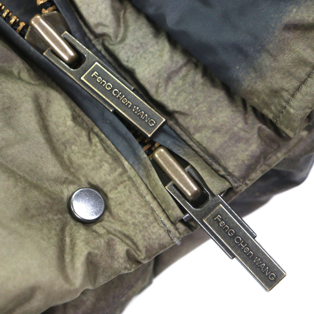 未使用品▼FENG CHEN WANG フェン チェン ワン 24AW FUF18JK16 FCW BROWN PRINTED DOWN JACKET WZIPUP ダウンジャケット カーキ S メンズ