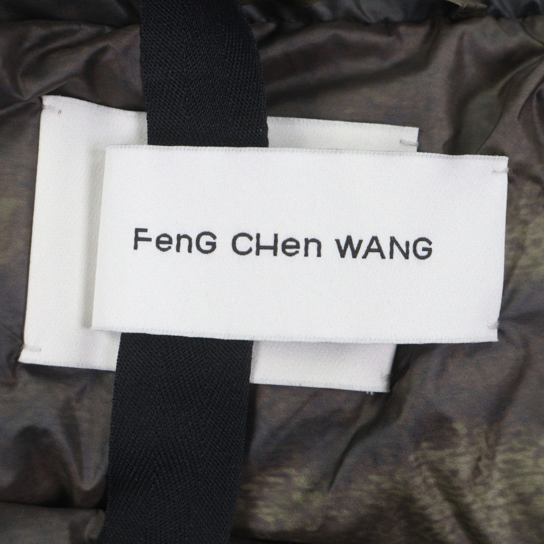 未使用品▼FENG CHEN WANG フェン チェン ワン 24AW FUF18JK16 FCW BROWN PRINTED DOWN JACKET WZIPUP ダウンジャケット カーキ S メンズ