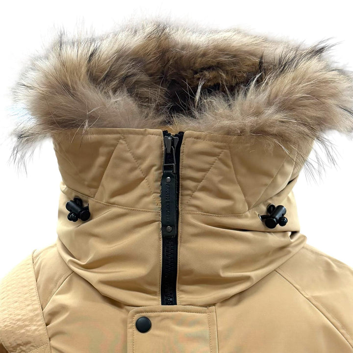 美品▼ARCTIC EXPLORER アークティックエクスプローラー 18-011-610-0037 フーデッド WZIP ダウンジャケット ベージュ 46 正規品 メンズ