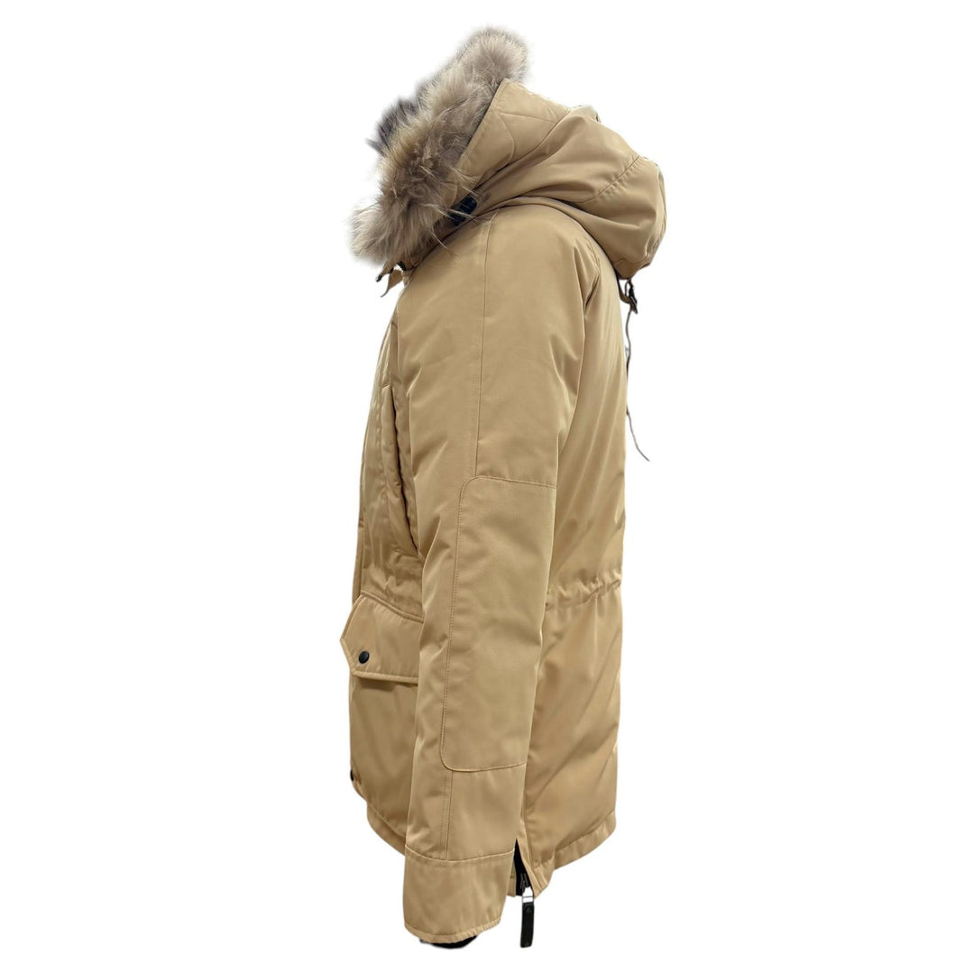 美品▼ARCTIC EXPLORER アークティックエクスプローラー 18-011-610-0037 フーデッド WZIP ダウンジャケット ベージュ 46 正規品 メンズ