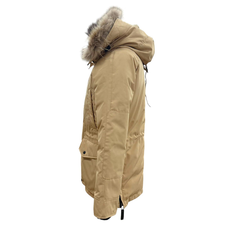 美品▼ARCTIC EXPLORER アークティックエクスプローラー 18-011-610-0037 フーデッド WZIP ダウンジャケット ベージュ 46 正規品 メンズ