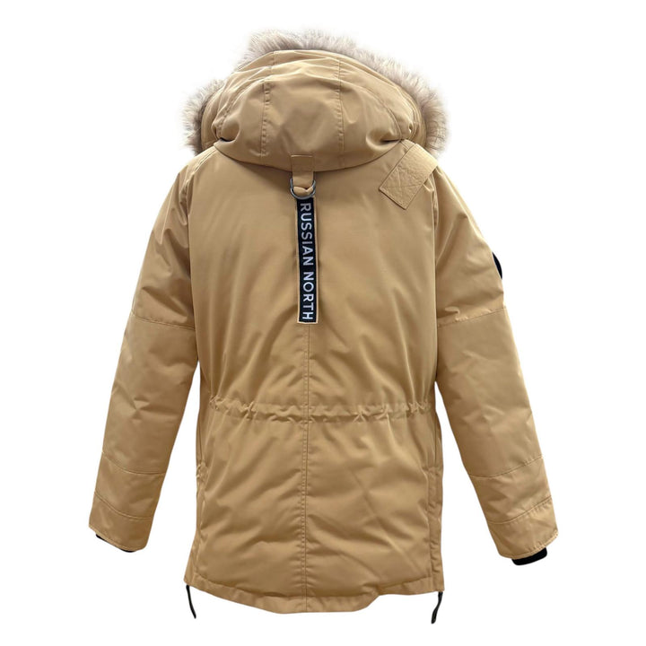 美品▼ARCTIC EXPLORER アークティックエクスプローラー 18-011-610-0037 フーデッド WZIP ダウンジャケット ベージュ 46 正規品 メンズ