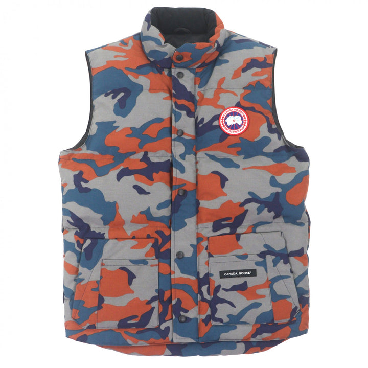 極美品▼CANADA GOOSE カナダグース 4154MP カモフラ ワッペン付き ダブルジップアップ ダウンベスト マルチ M カナダ製 正規品 メンズ