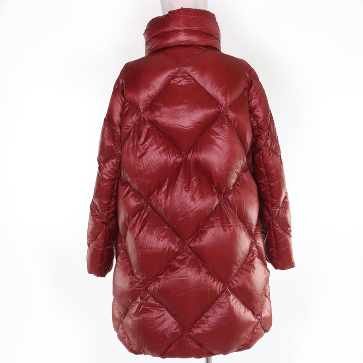 美品☆Herno ヘルノ PI1310D ロゴ金具 スタンドカラー ZIP UP ダウンコート ワインレッド 48 ルーマニア製 正規品 レディース