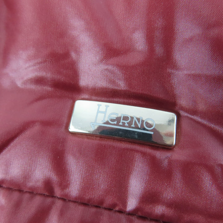 美品☆Herno ヘルノ PI1310D ロゴ金具 スタンドカラー ZIP UP ダウンコート ワインレッド 48 ルーマニア製 正規品 レディース