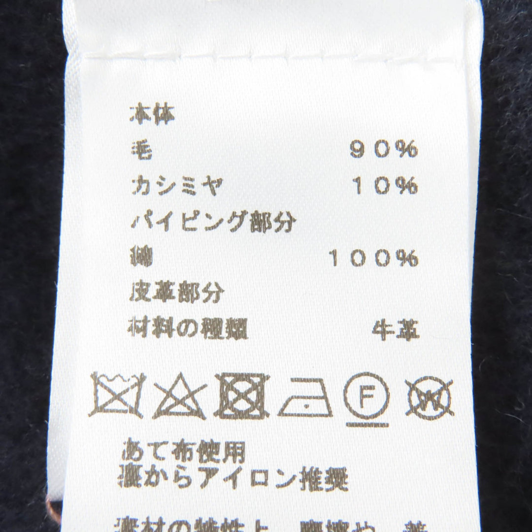 未使用品☆HERMES エルメス ウール カシミヤ チェック柄 レザー使い 大判 ケープコート ポンチョ マルチ フランス製 正規品 レディース
