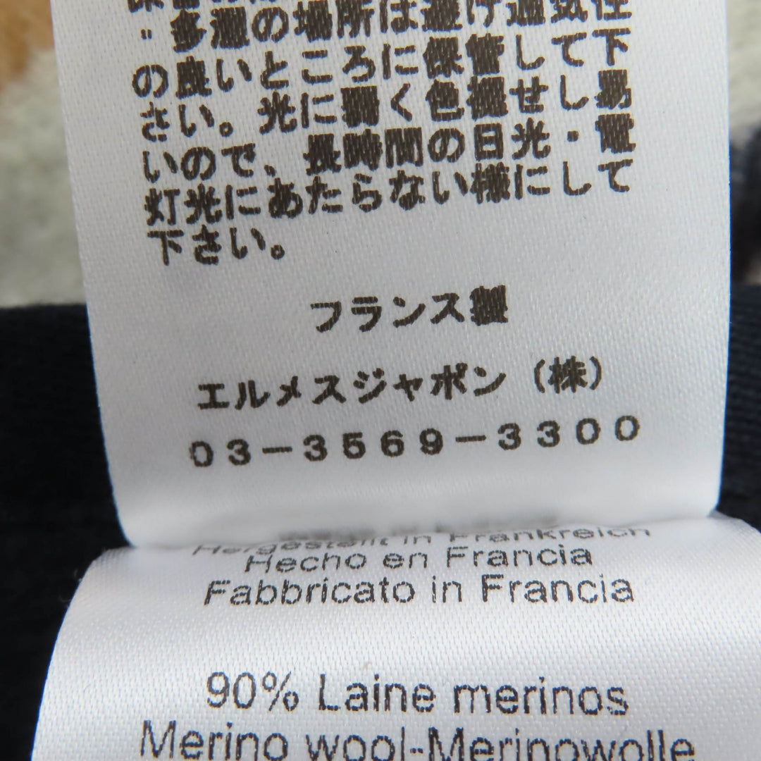 未使用品☆HERMES エルメス ウール カシミヤ チェック柄 レザー使い 大判 ケープコート ポンチョ マルチ フランス製 正規品 レディース