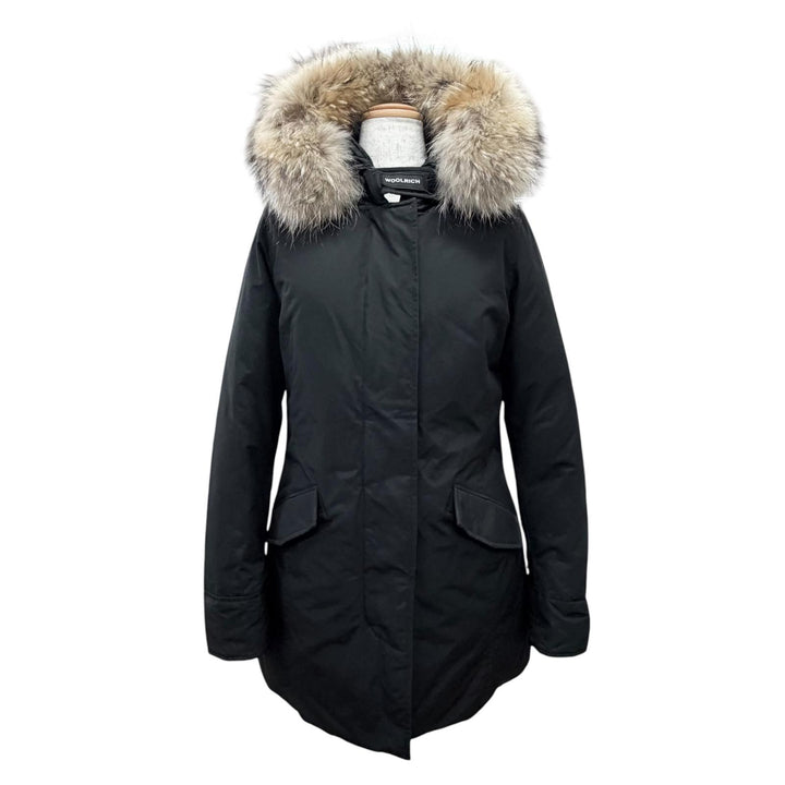 美品△WOOLRICH ウールリッチ WWCPS2762 ARCTIC PARKA アークティックパーカー ファー フード付き ダウンジャケット 黒 XS レディース