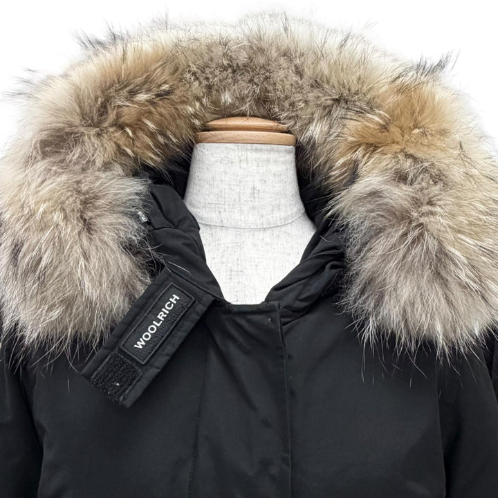 美品△WOOLRICH ウールリッチ WWCPS2762 ARCTIC PARKA アークティックパーカー ファー フード付き ダウンジャケット 黒 XS レディース
