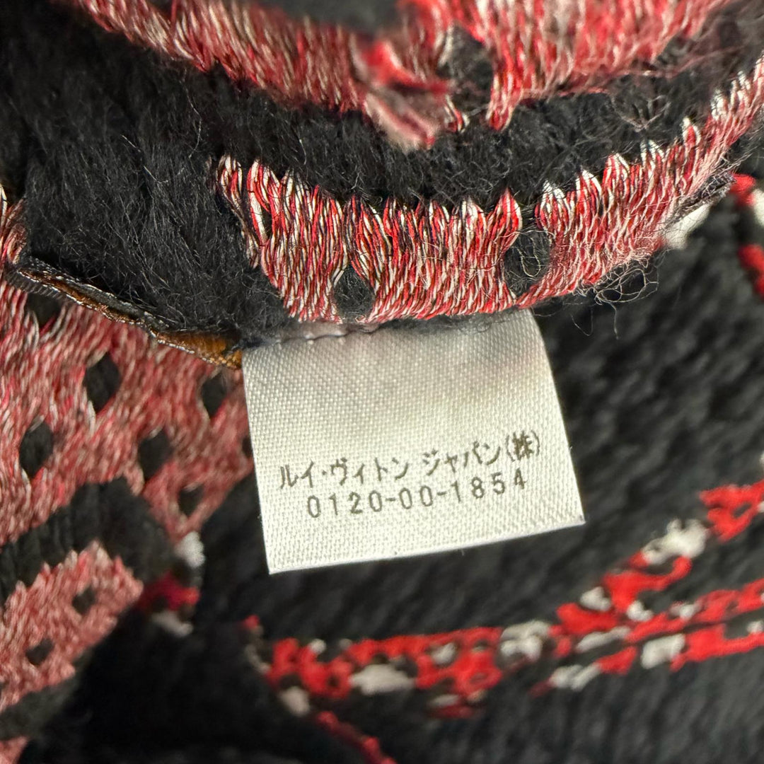 美品☆LOUIS VUITTON ルイヴィトン 2020年製 M76345 エシャルプ ジャイアントモノグラム ジャングル ウール シルク マフラー 黒 正規品