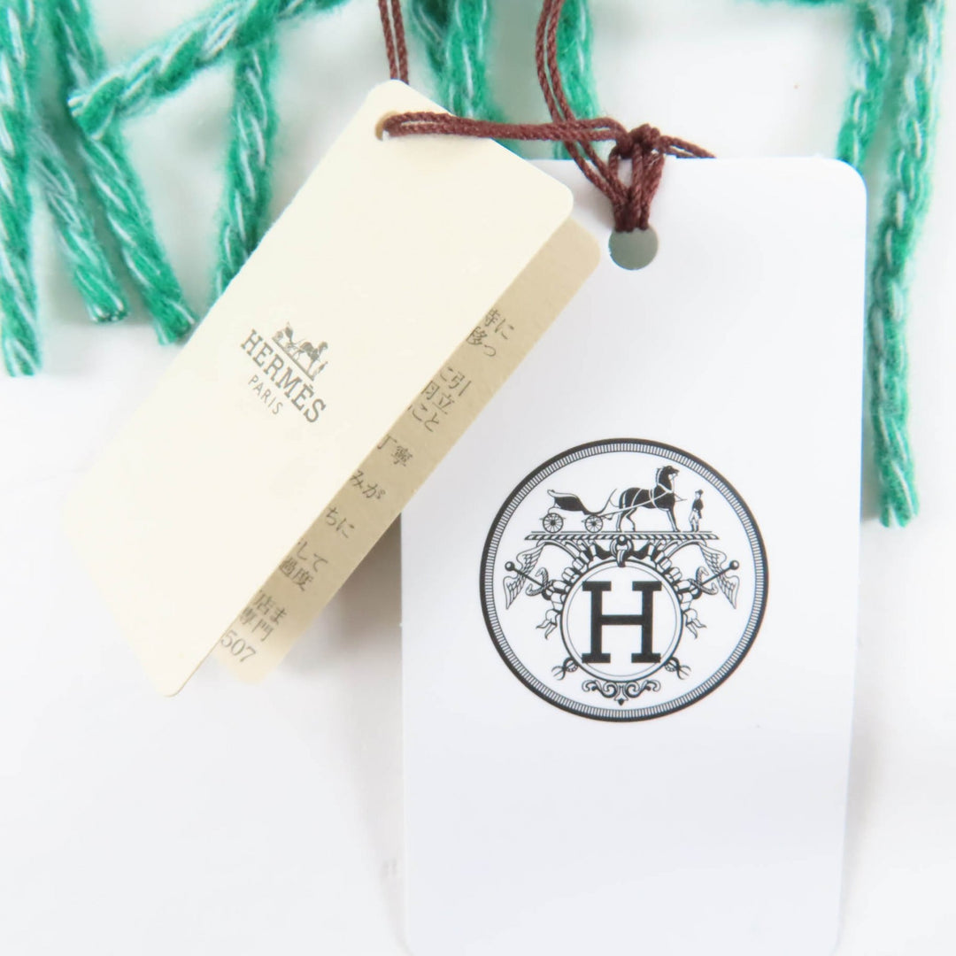 未使用品☆HERMES エルメス カシミヤマフラー レディ・ステディ・ゴー カシミヤ100％ ミント/グラシエ バイカラー マフラー 箱付 メンズ