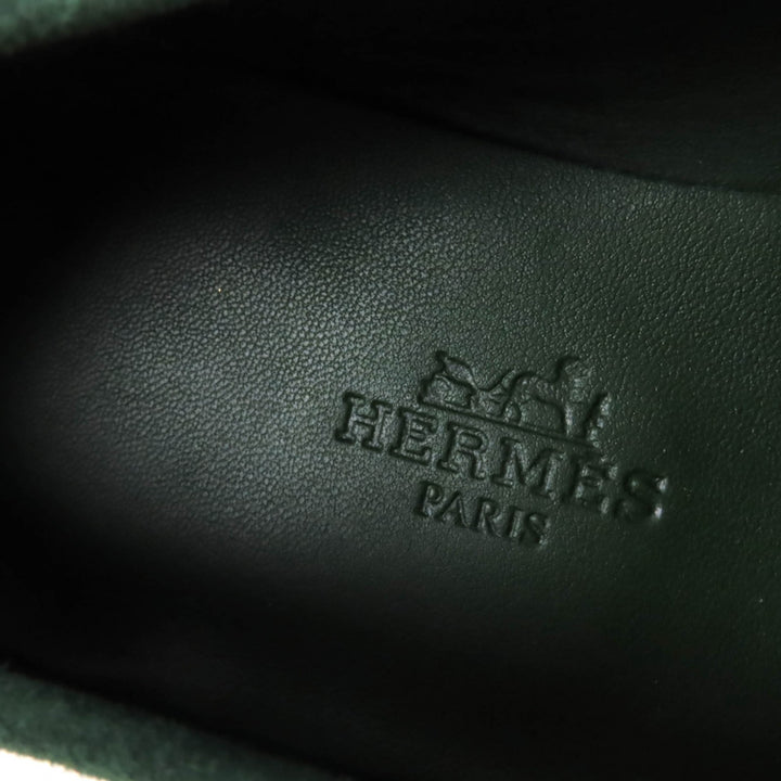 極美品★HERMES エルメス コンスタンス金具 スエードレザー ローファー フラットシューズ グリーン 39 イタリア製 レディース
