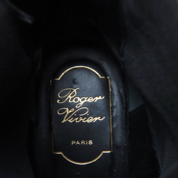美品★ROGER VIVIER ロジェヴィヴィエ ヴィヴ レンジャー レザー チェルシー ブーツ ストラスバックル ブラック 37 定価297000円
