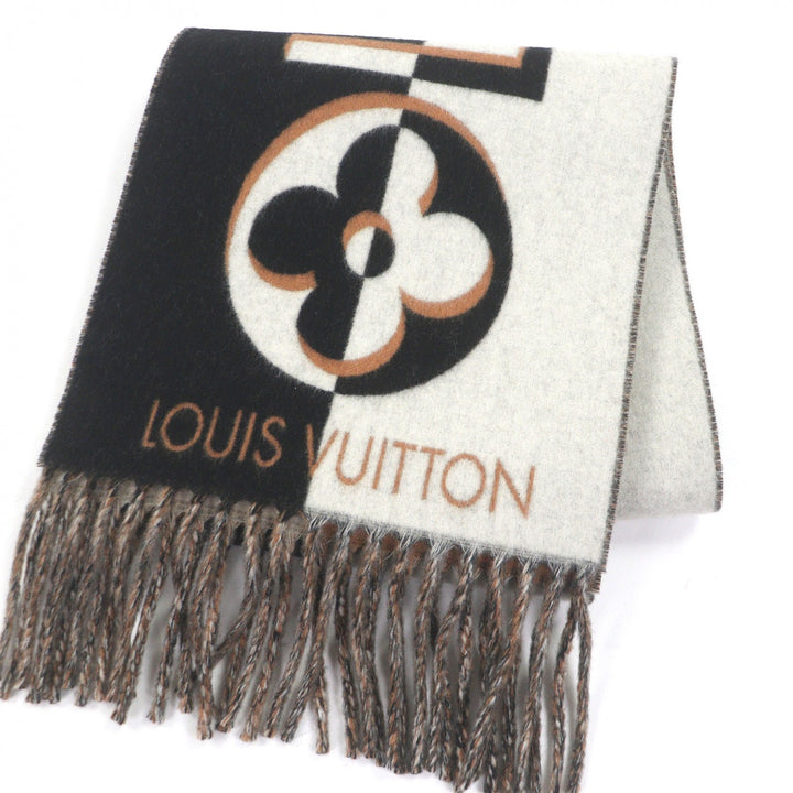 極美品□LOUIS VUITTON ルイヴィトン 2024年製 M90806 デュオインフィニティ ウール カシミヤ マフラー ノワール イタリア製 正規品