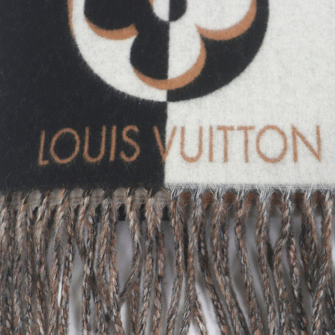 極美品□LOUIS VUITTON ルイヴィトン 2024年製 M90806 デュオインフィニティ ウール カシミヤ マフラー ノワール イタリア製 正規品