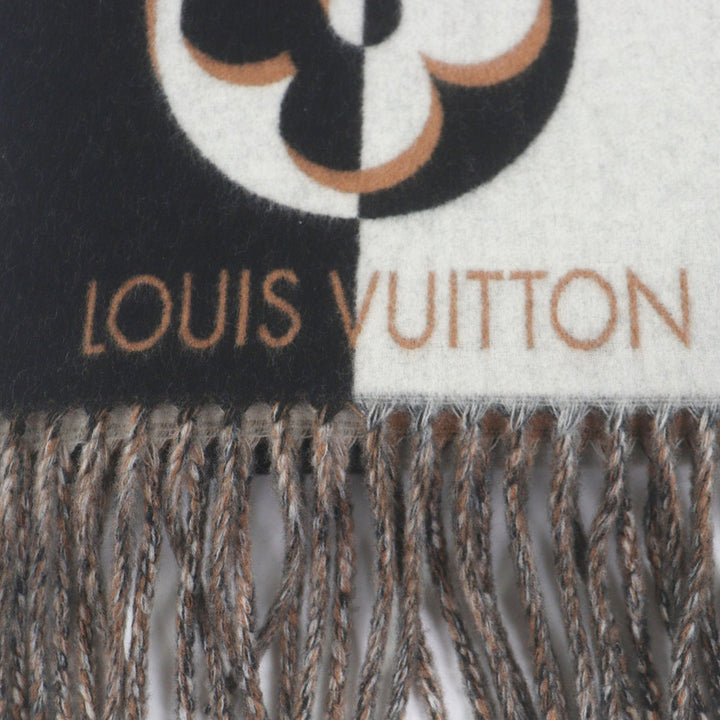 極美品□LOUIS VUITTON ルイヴィトン 2024年製 M90806 デュオインフィニティ ウール カシミヤ マフラー ノワール イタリア製 正規品