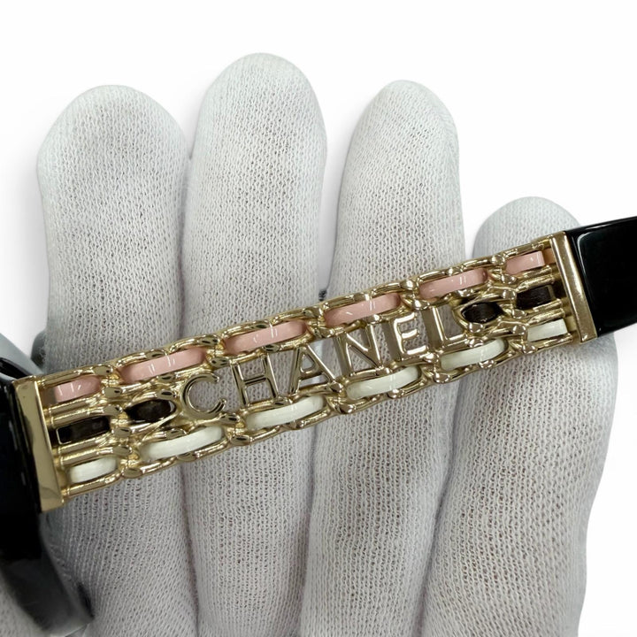 極美品☆CHANEL シャネル 5538-Q-A キャットアイ サイドロゴ サングラス ブラック ゴールド金具 54□18 140 デモレンズ イタリア製