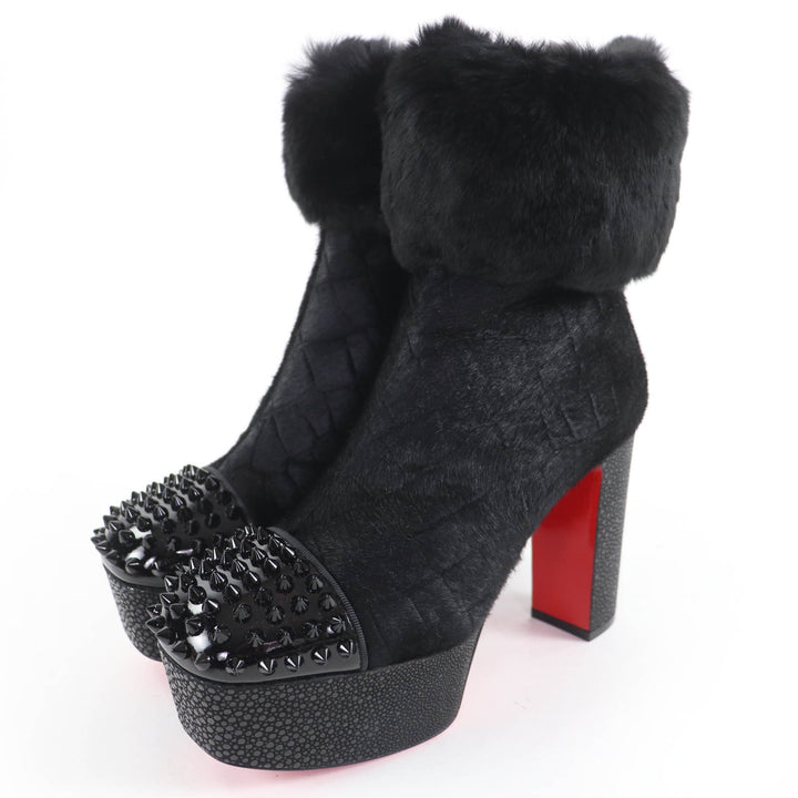 未使用品☆Christian Louboutin クリスチャンルブタン 3170961 BENICHOCHOTTE 110 パテントレザー ショートブーツ ブラック 36.5