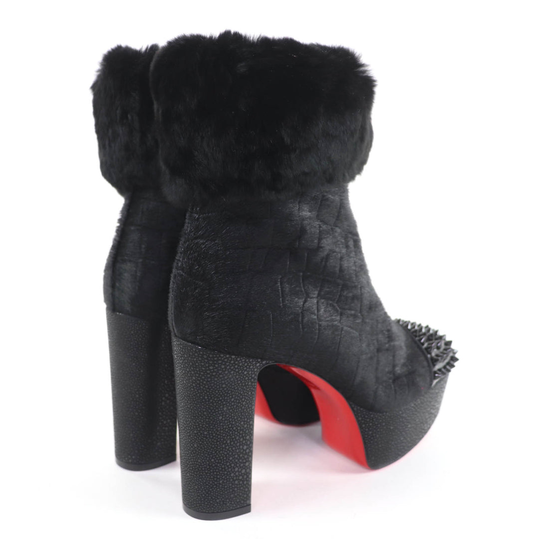 未使用品☆Christian Louboutin クリスチャンルブタン 3170961 BENICHOCHOTTE 110 パテントレザー ショートブーツ ブラック 36.5