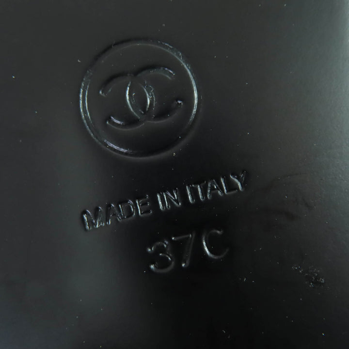 極美品☆CHANEL シャネル G34215 パテントレザー使い ココチャーム ファーブーツ ロングブーツ ブラウン 37 イタリア製 レディース
