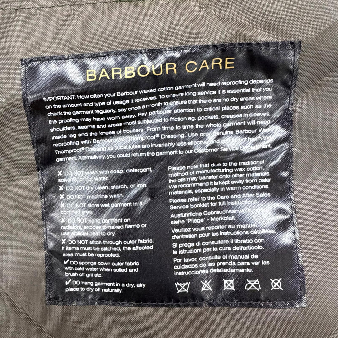 美品◇Barbour バブアー LWX0730SG51 SPEY WAX JACKET コットン100％ レザー使い ロゴボタン オイルドジャケット UK8 正規品 レディース