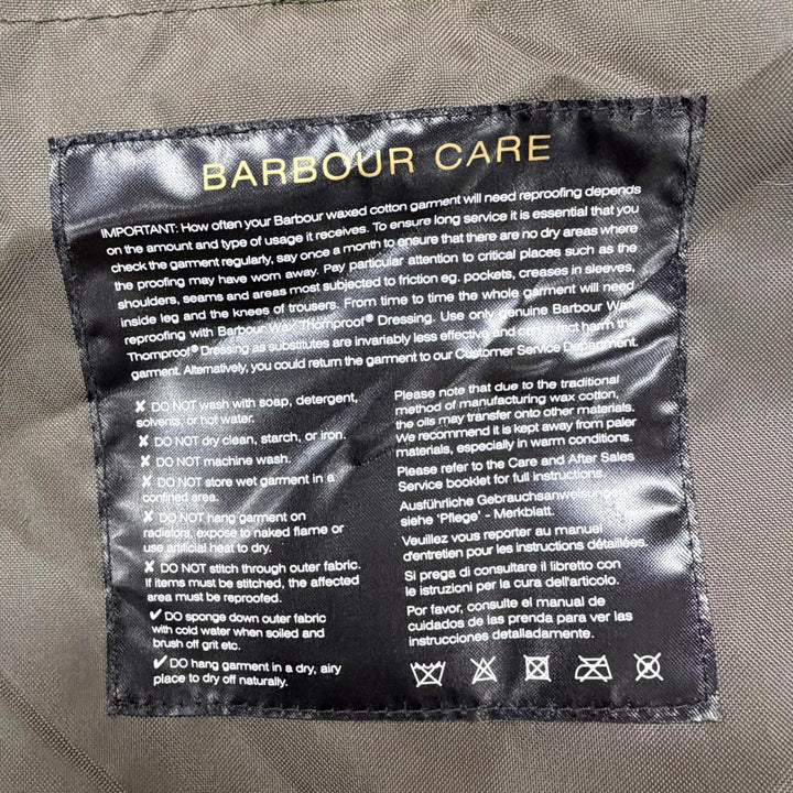 美品◇Barbour バブアー LWX0730SG51 SPEY WAX JACKET コットン100％ レザー使い ロゴボタン オイルドジャケット UK8 正規品 レディース