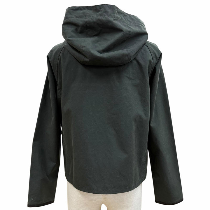 美品◇Barbour バブアー LWX0730SG51 SPEY WAX JACKET コットン100％ レザー使い ロゴボタン オイルドジャケット UK8 正規品 レディース