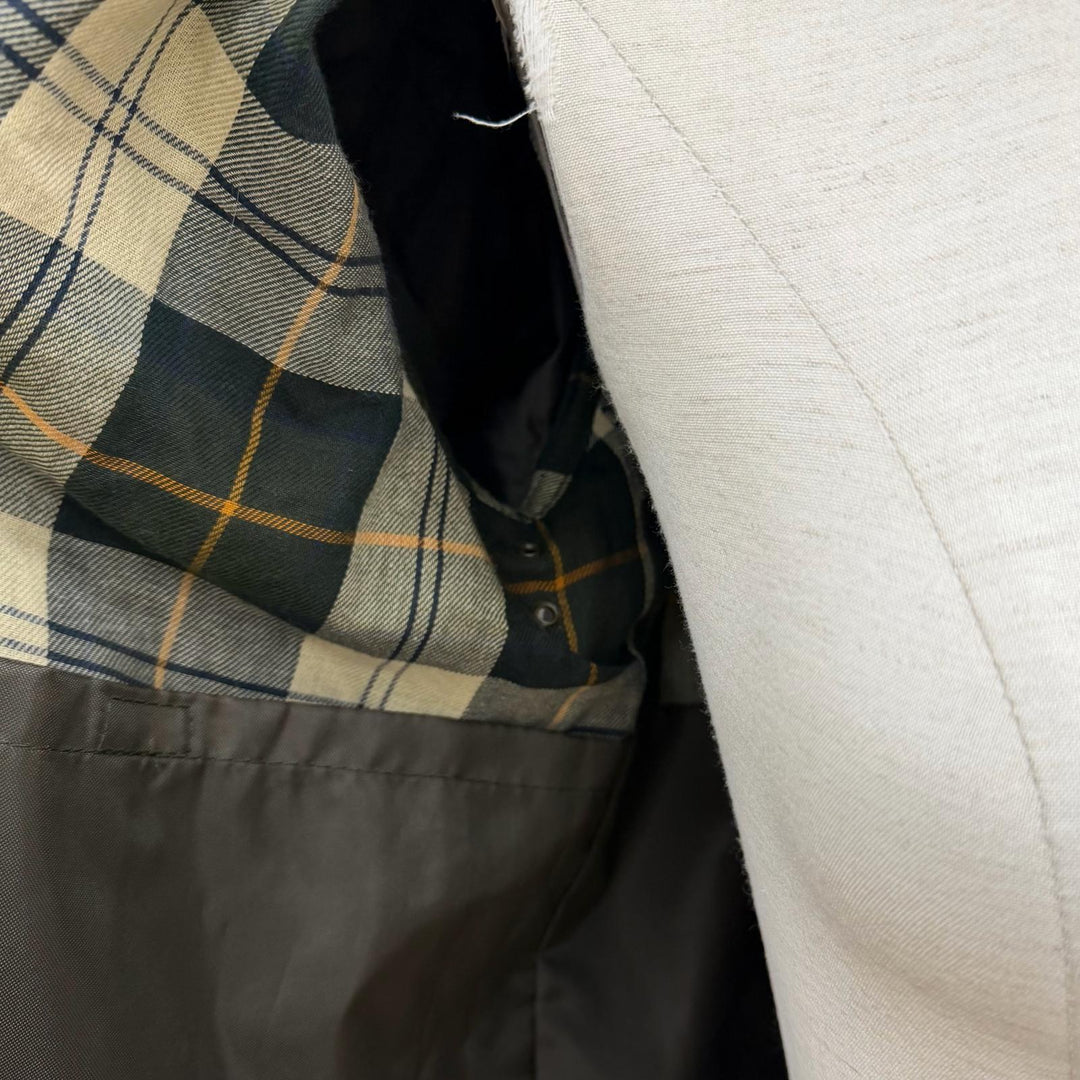 美品◇Barbour バブアー LWX0730SG51 SPEY WAX JACKET コットン100％ レザー使い ロゴボタン オイルドジャケット UK8 正規品 レディース