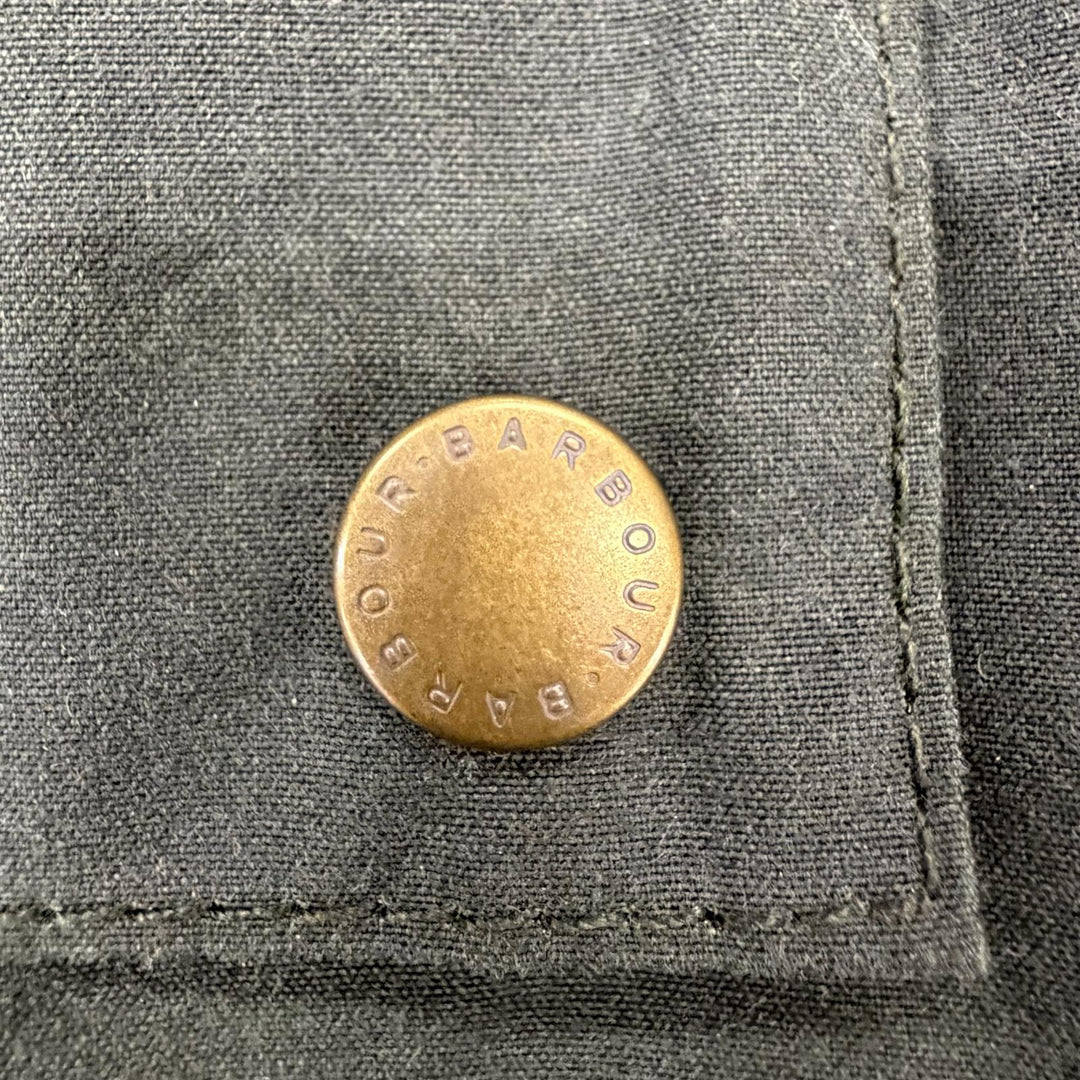 美品◇Barbour バブアー LWX0730SG51 SPEY WAX JACKET コットン100％ レザー使い ロゴボタン オイルドジャケット UK8 正規品 レディース